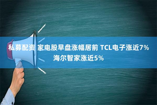 私募配资 家电股早盘涨幅居前 TCL电子涨近7%海尔智家涨近5%