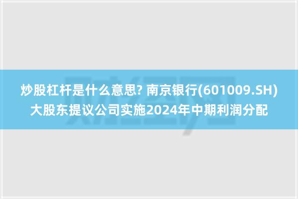 炒股杠杆是什么意思? 南京银行(601009.SH)大股东提议公司实施2024年中期利润分配