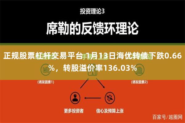 正规股票杠杆交易平台 1月13日海优转债下跌0.66%，转股溢价率136.03%